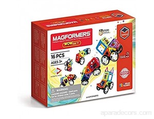 Magformers WOW Set - Jeu de Construction magnétique pour Enfant - Jeu éducatif constitué de Formes multicoleres aimantées avec Roues - 16pcs - à partir de 3 Ans