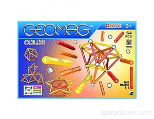 Geomag - Classic 262 Color Constructions Magnétiques et Jeux Educatifs GMC02 Orange/Rouge/Jaune 64 Pièces