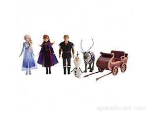 Disney La Reine des Neiges 2 - Coffret de 5 Figurines Et Traîneau - Poupées Elsa Anna Kristoff Olaf et Sven