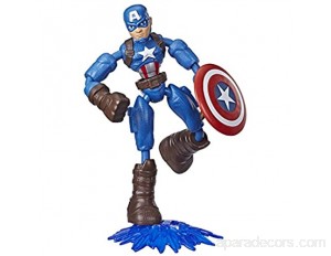 Marvel Avengers Bend and Flex - Figurine articulée Captain America de 15 cm Flexible avec Accessoire pour Enfants à partir de 6 Ans
