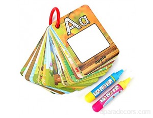 GOTOTOP Jeu de 26pcs Cartes à Dessin Réutilisable Livre Coloriage avec de L’Eau Cartes Educatives pour Bébé Enfant 12 x 8.5cm Alphabet