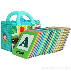 Ourine Lot de 26 cartes de l'alphabet souples ABC Apprentissage de l'alphabet Livres d'apprentissage Alphabet Photo Cartes avec sacs de rangement en tissu pour enfants