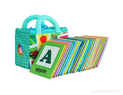Ourine Lot de 26 cartes de l\'alphabet souples ABC Apprentissage de l\'alphabet Livres d\'apprentissage Alphabet Photo Cartes avec sacs de rangement en tissu pour enfants