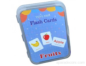 Une boîte de carte d'apprentissage numérique anglais enfants apprentissage précoce carte Flash cognitive bébé illumination jouet éducatif - Fruits