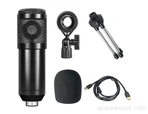 Tree-fr-Life Microphone à condensateur USB 192KHZ / 24BIT Micro Studio Microphone en Streaming Kit Microphone Chantant pour l'enregistrement et Le Jeu Noir 50 * 50 * 160mm