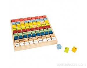small foot 11163 Table de multiplication multicolore "Educate" en bois avec 81 cubes numériques pour apprendre le petit 1x1 à partir de 6 ans