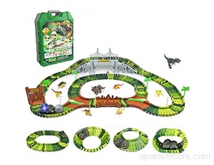 Symiu Dinosaures Jouet Circuit Voiture 238 Pièces Enfant Ensembles de Piste de Dinosaures avec 1 Voiture de Dinosaure et 8 Dinosaures Jeux Educatif Idée Cadeau pour Enfants Garçon Fille 3 4 5 6 Ans