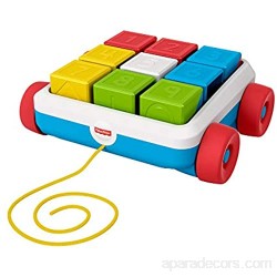 Fisher-Price Mon wagon cubes à tirer jouet bébé pour encourager l'enfant à marcher apprentissage des formes et chiffres dès 6 mois GJW10