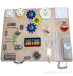 XIAOTIAN Montessori Busy Board -Busy Board Toys Apprenez À Habiller des Jouets - Jouet d'apprentissage pour Puzzle Déverrouillage Jouet À Glissière Lacet- pour 1 2 3 4 Ans Enfants