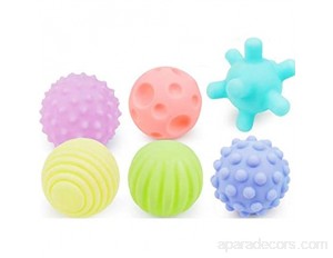 Atyhao Balles sensorielles 6 Pcs Balles texturées Douces Set Senses Touching Training Balles colorées pour bébés pour bébés 3 Mois et Plus