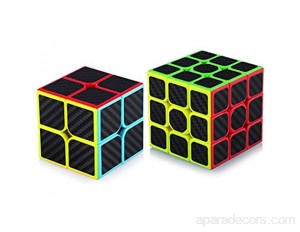 TOYESS Speed Cube Set 2 Pack Cube de Vitesse 3x3 Cube Magique 2x2 Cube Cadeau de Vacances pour Garcon & FilleFibre de Carbone