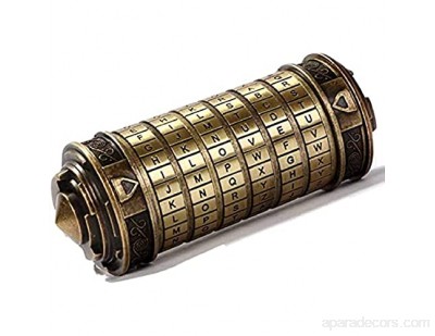 Cryptex Serrure à Code Da Vinci Boîte Casse Tête Lock Cylinder Pod Mystère Intéressant Alphabet Anniversaire Cadeaux D\'anniversaire Creative Romantique pour Petit Ami et Petite Amie Cuivré