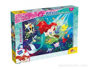 Lisciani Puzzle pour enfants à partir de 4 ans 60 pièces 2 en 1 Double Face Recto / Verso avec le dos à colorier - Disney La petite Sirène 74051
