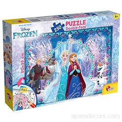 Lisciani Puzzle pour enfants à partir de 7 ans 250 pièces 2 en 1 Double Face Recto / Verso avec le dos à colorier - Disney La Reine de las neiges 52981