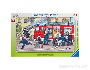 Ravensburger - 06321 - Puzzle Enfant avec Cadre - Ma Voiture De Pompier - 15 Pièces