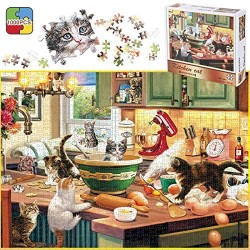 Ucradle Puzzle 1000 pièces - Cats in The Kitchen Jigsaw Puzzle Adult Puzzle Jeu de Placement coloré Jeu d'adresse pour Les Enfants de 14 Ans et Plus et Toute la Famille