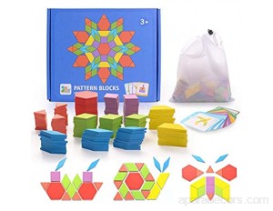 HellDoler Puzzle en Bois Jouets 155 Piècess Tangrams Blocs de Modèle Classiques Jouets Montessori Jouets éducatifs avec 24 Cartes de Conception pour Enfant