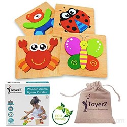 ToyerZ Puzzles Animaux en Bois Jouets Educatif pour Enfant 1 2 3 4 Ans Filles et Garçons Jouet Bébé Puzzle Montessori pour Tout-Petits dans Une Boîte Cadeau