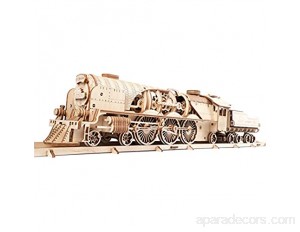 UGEARS Train en Bois Model 3D - Locomotive Tender Chemin de Fer - Puzzle A Encastrement Adulte Miniature Mécanique à Construire Jeu Educatif Enfant Ecologique Et Amusant De Collection