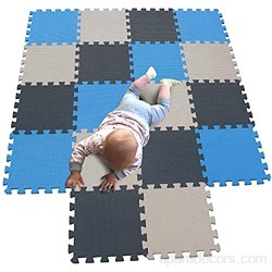 MQIAOHAM tapis de sol puzzle tapis mousse bebe jeu enfant aire de jeux pour puzzle multicolores enfants baby mat à ramper activite épais puzzle mat baby à ramper Bleu Beige Gris 107110112