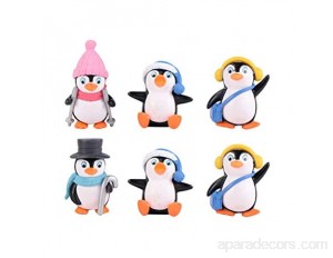 Cabilock Lot de 6 mini figurines de pingouin - Jouet miniature - Ornements de jardin - Décoration de gâteau pour maison de poupée - Bonsaï - Scènes paysagères